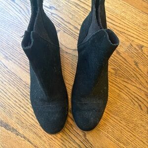 Toms Black Suede Boots with Brown Sole